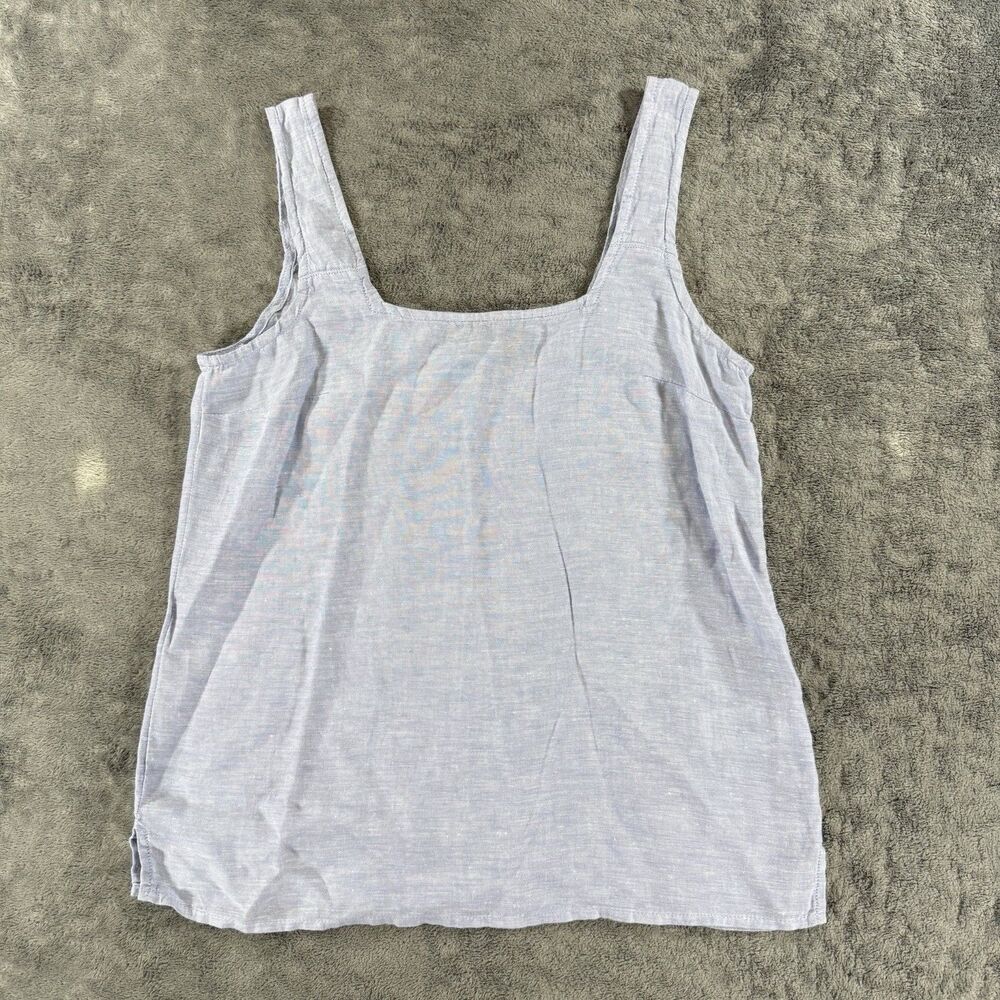 Tahari 100 % Hemp Women's Square Neck Powder Blue Tank Top Darts at Bust XS